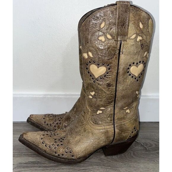 Eight Second Angel Belle Heart Boots Brown Size 7.5 Leather Women's - Picture 5 of 12